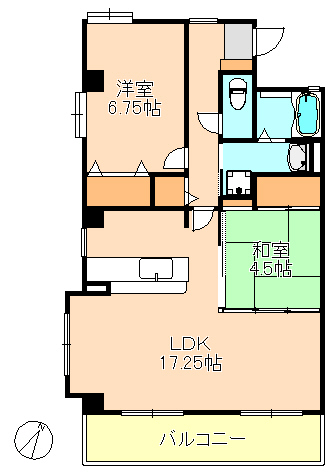 広島市中区江波西のマンションの間取り