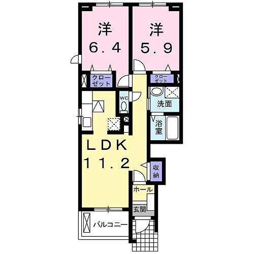 島田市中河町のアパートの間取り