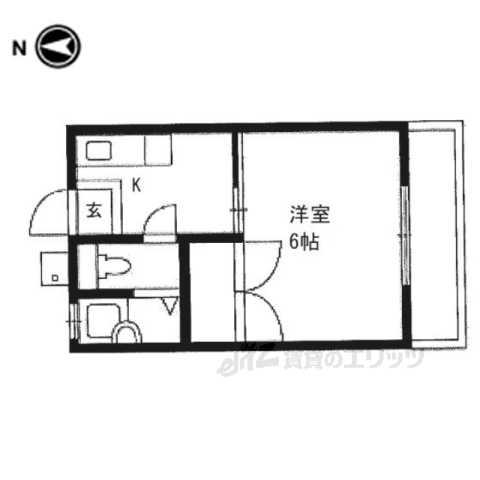 亀岡市余部町のアパートの間取り