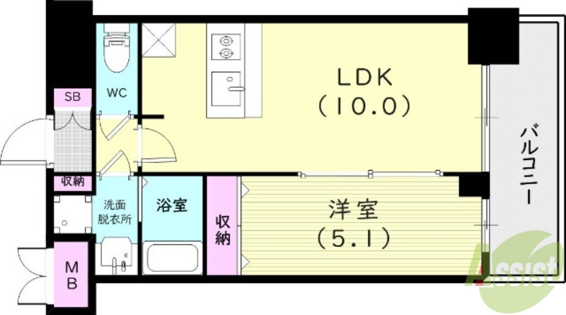 神戸市兵庫区駅南通のマンションの間取り