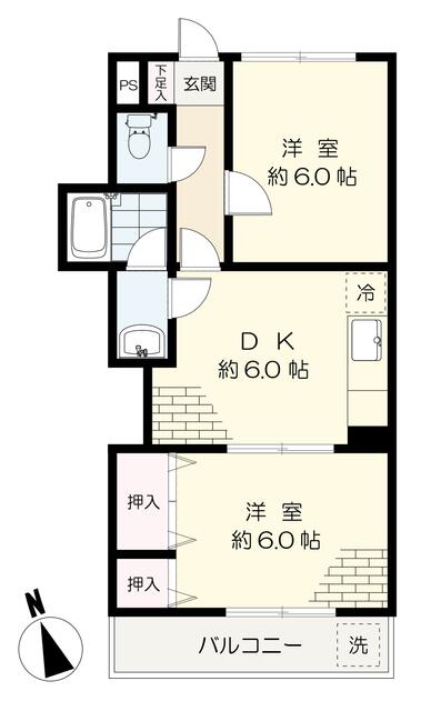 稲城市大丸のマンションの間取り