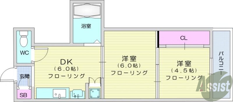 仙台市若林区大和町のマンションの間取り