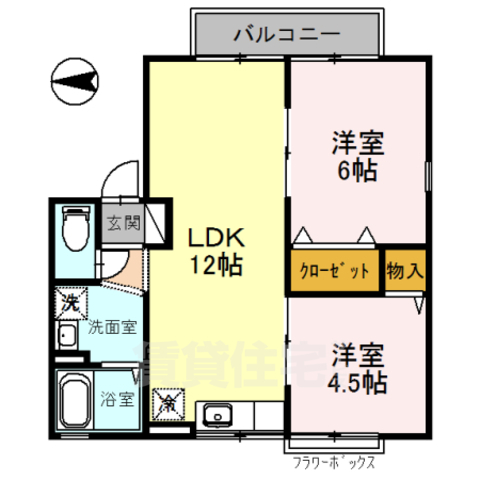 橿原市木原町のアパートの間取り