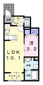 高松市鶴市町のアパートの間取り