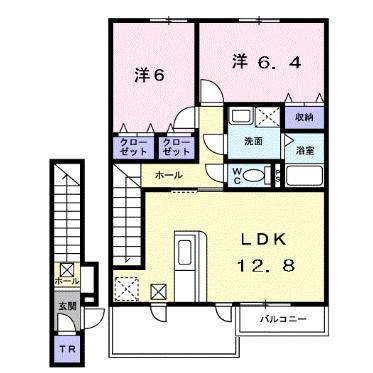 北斗市中野通のアパートの間取り