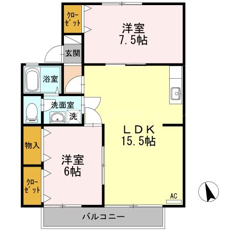 セジュール・喜Ａ棟の間取り