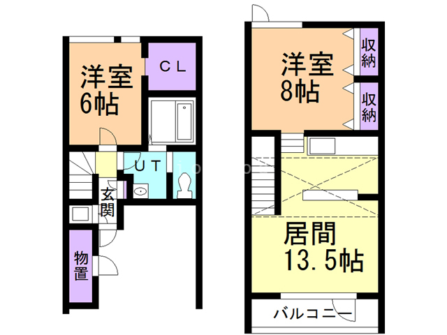 旭川市一条通のアパートの間取り