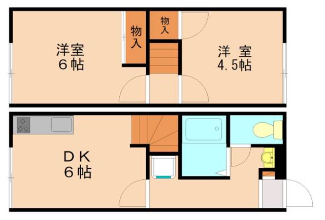 福岡市東区香椎駅東のアパートの間取り