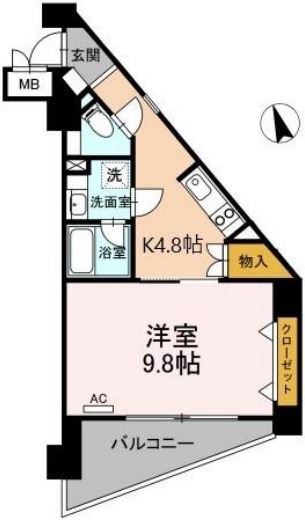 広島市東区牛田新町のマンションの間取り