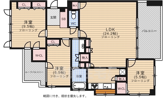 福岡市中央区大濠のマンションの間取り