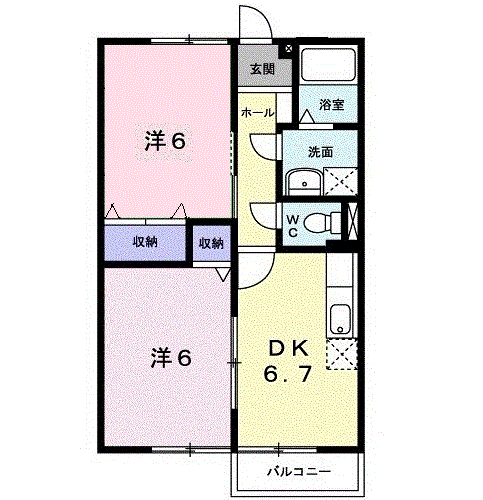 呉市広白石のアパートの間取り