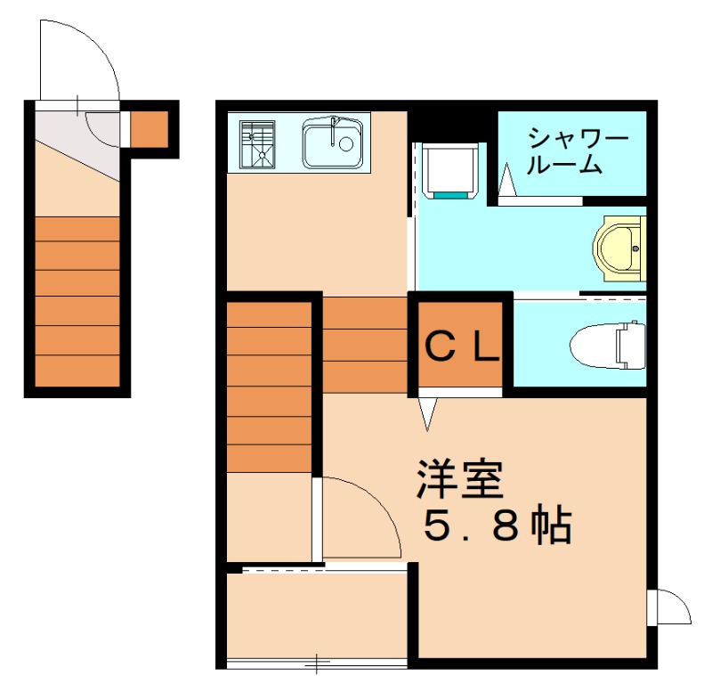 福岡市博多区三筑のアパートの間取り