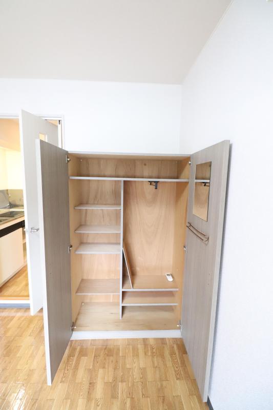 収納　仕切りがあり使いやすい収納　ハンガーも掛けられます
