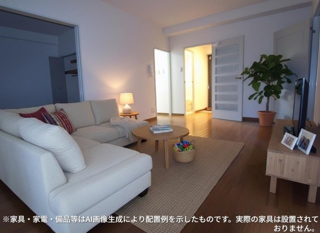 居室・リビング　※家具・家電・備品等はＡＩ画像生成により配置礼を示したもので