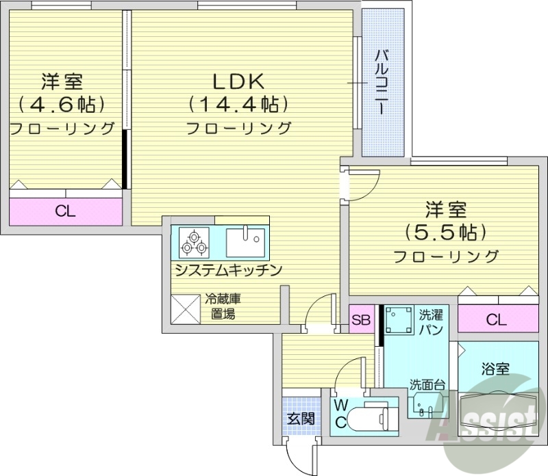 地下鉄東西線 南郷１８丁目駅 徒歩6分 4階建 築2年の間取り写真