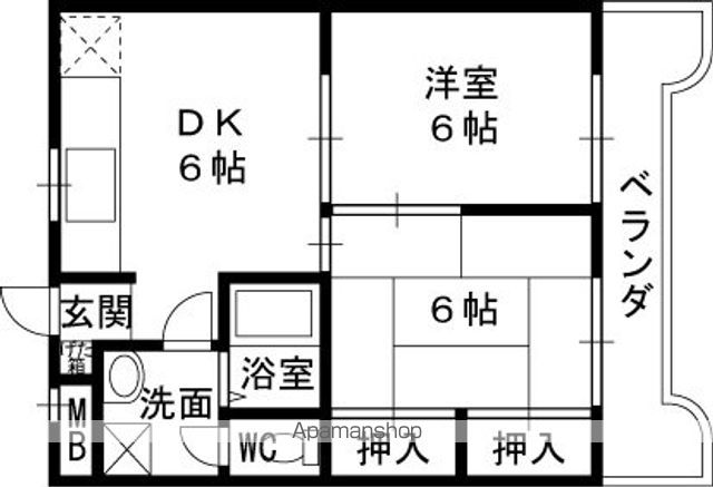 ＪＲ片町線 徳庵駅 徒歩11分 6階建 築38年の間取り写真