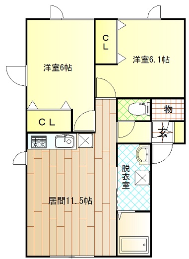 旭川市曙北三条のアパートの間取り