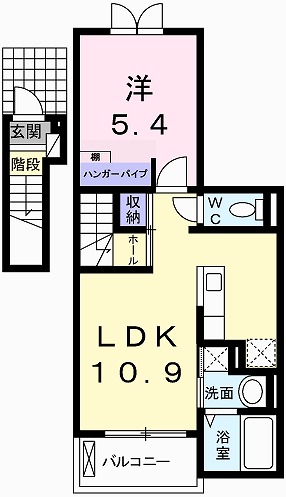 姫路市北平野のアパートの間取り