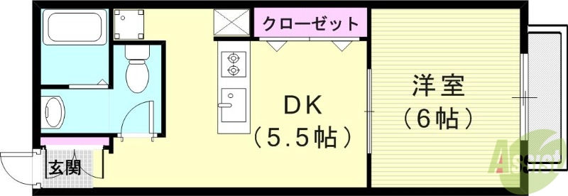 神戸市北区鈴蘭台北町のアパートの間取り