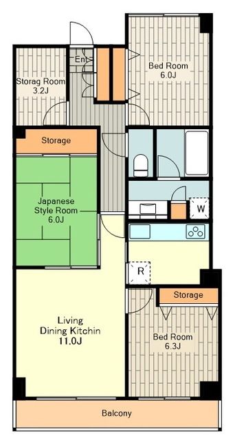 府中市天神町のマンションの間取り