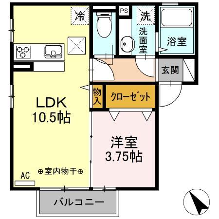 高知市大谷のアパートの間取り