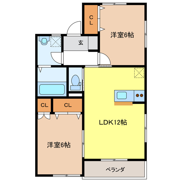 【岐阜市薮田南のアパートの間取り】