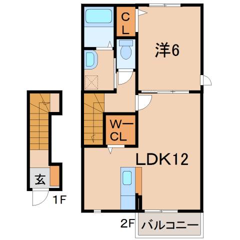 和歌山市井戸のアパートの間取り