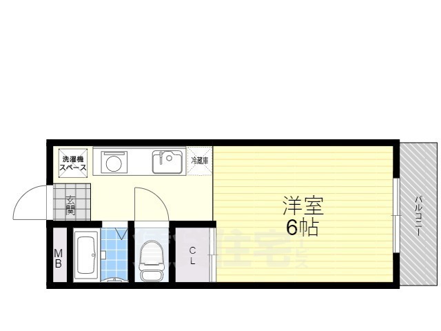 京都市山科区御陵血洗町のマンションの間取り