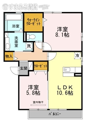 西尾市丁田町のアパートの間取り