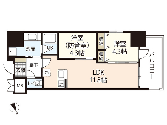 広島市中区東白島町のマンションの間取り