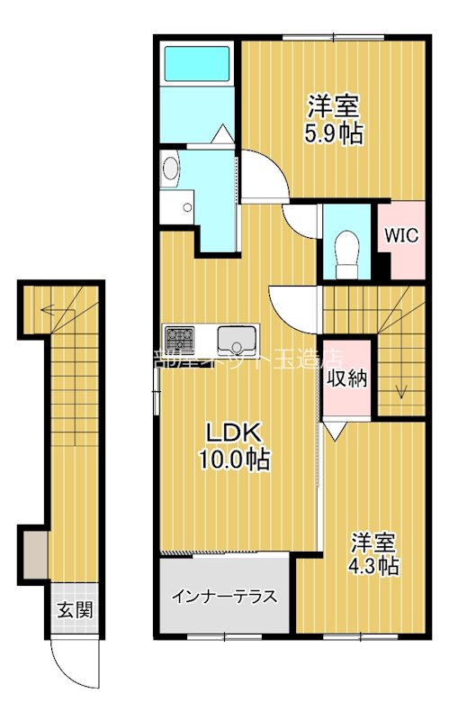 大阪市生野区生野東のアパートの間取り