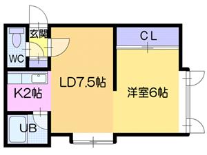 【江別市大麻泉町のアパートの間取り】