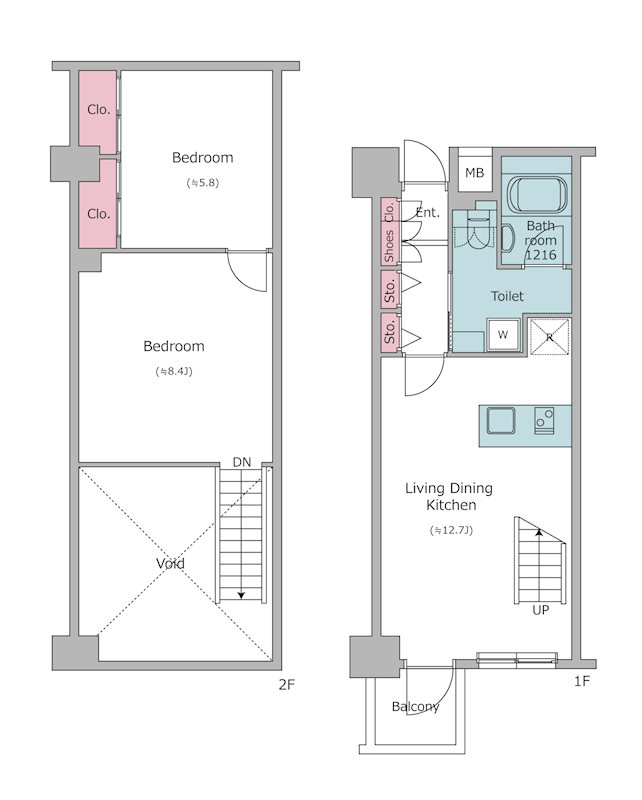 港区赤坂のマンションの間取り