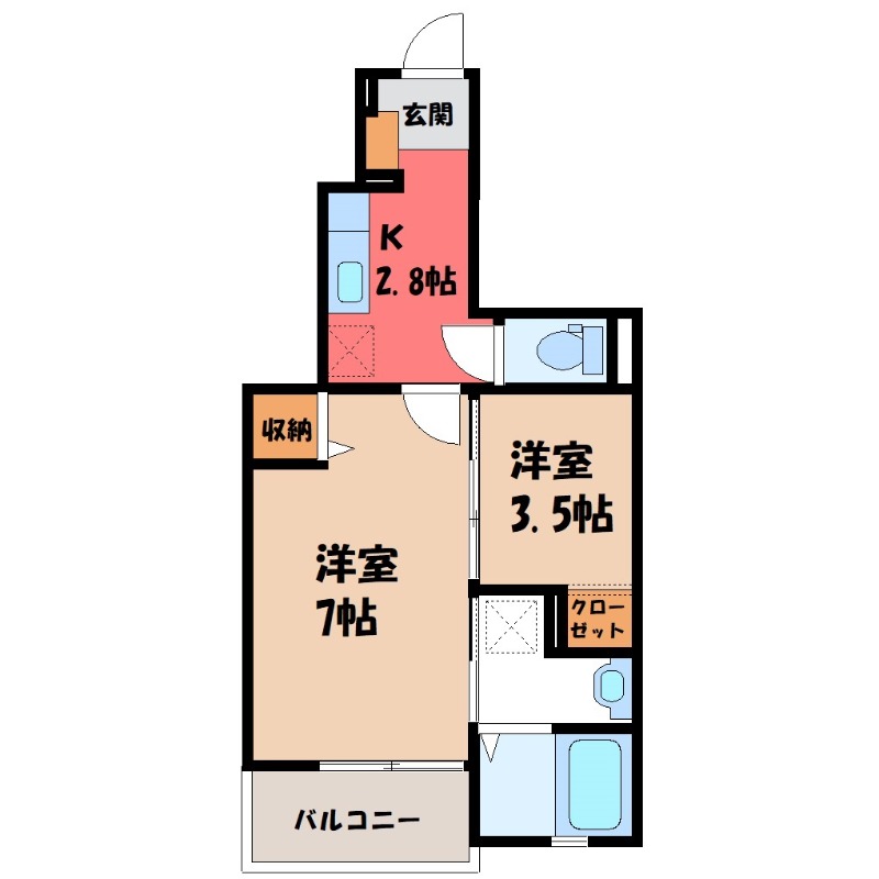 太田市西矢島町のアパートの間取り