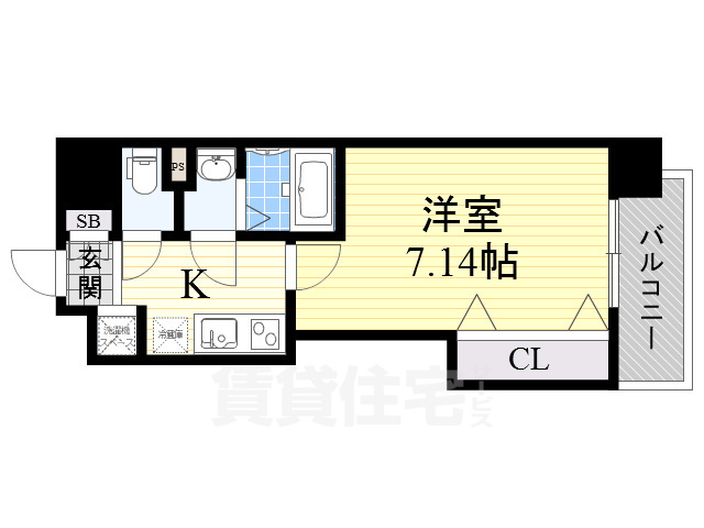 東大阪市足代新町のマンションの間取り