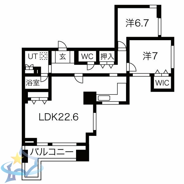 札幌市中央区南二条東のマンションの間取り