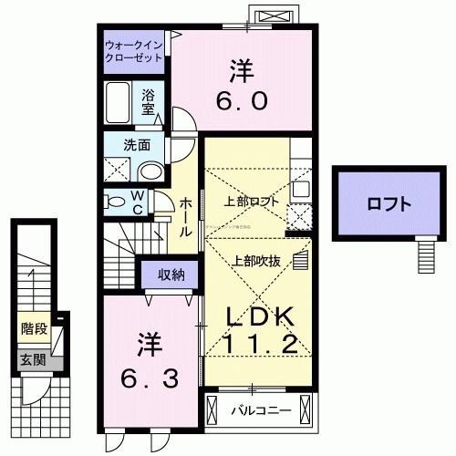 吉川市中央のアパートの間取り