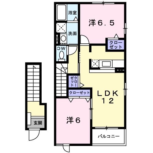 北九州市若松区大字畠田のアパートの間取り