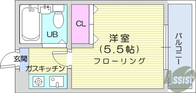 仙台市宮城野区小田原のマンションの間取り