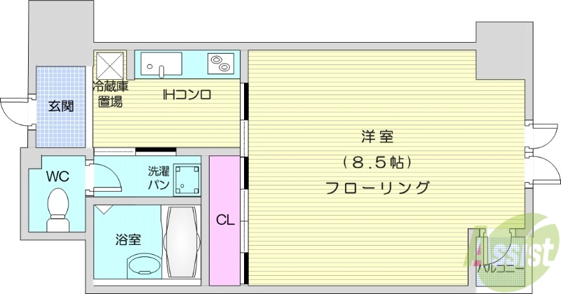 仙台市宮城野区榴岡のマンションの間取り