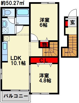 遠賀郡遠賀町大字鬼津のアパートの間取り