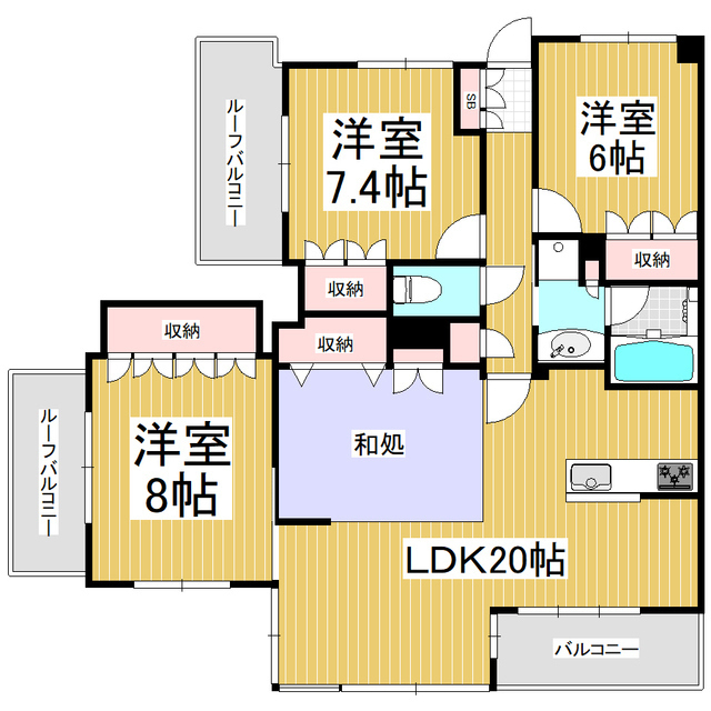 サーパス松南　参番館　１１０１号室の間取り