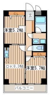 川崎市幸区小向町のマンションの間取り