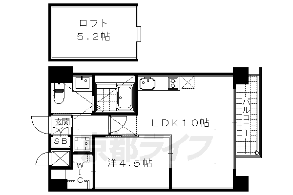 京都市東山区東町のマンションの間取り