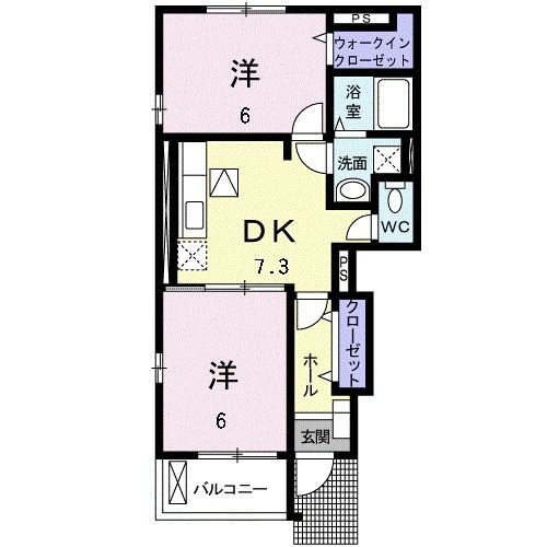 【豊橋市伊古部町のアパートの間取り】