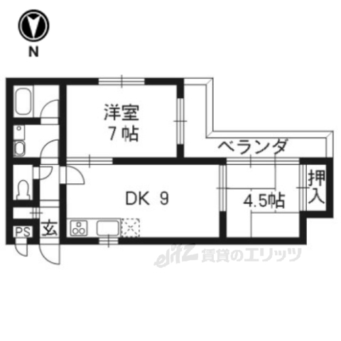 京都市上京区瓢箪図子町のマンションの間取り