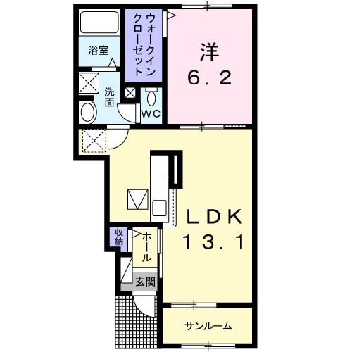 宇土市境目町のアパートの間取り