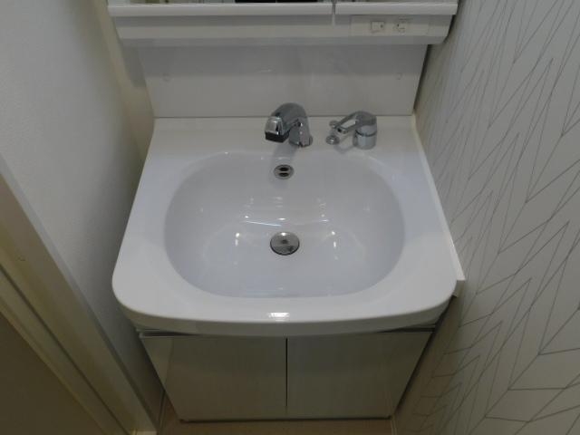 洗面設備　照明も付いてます