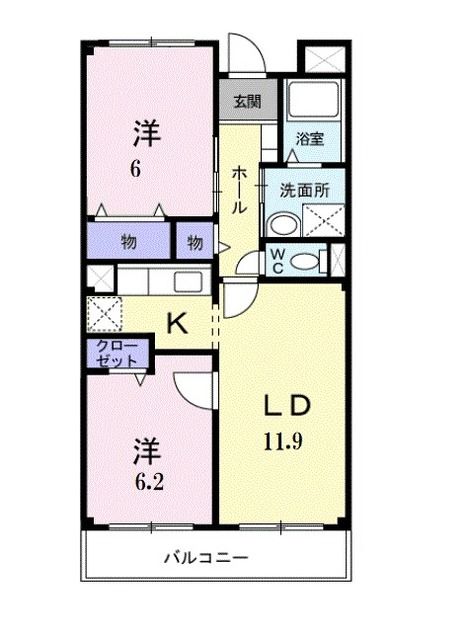 岐阜市茜部菱野のマンションの間取り