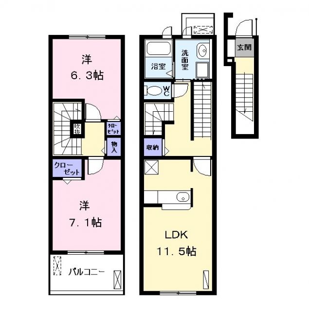 名古屋市港区春田野のアパートの間取り